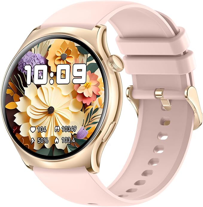 Smart Watch for Women Men,1.43" AMOLED Screen SmartWatches with Bluetooth Call ,Fitness Tracking with Heart Rate Sleep Monitor with 100+ Sport Modes ,Waterproof Fitness Watch for Android iPhone, Pink