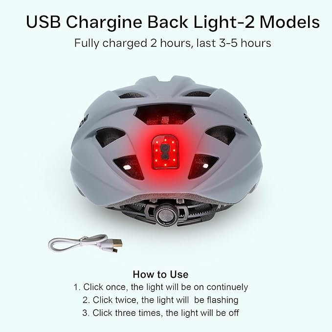 Bike Helmet Adult Urban:Bicycle Helmet for Men Women with USB Charge Detachable Taillight Helmets for Commuter Cycling Scooters