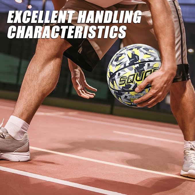 SQUAD Colored Camo Outdoor Basketball - High-Performance Rubber Basketball, Official Regulation Size 7 (29.5''), Includes Pump and Mesh Bag