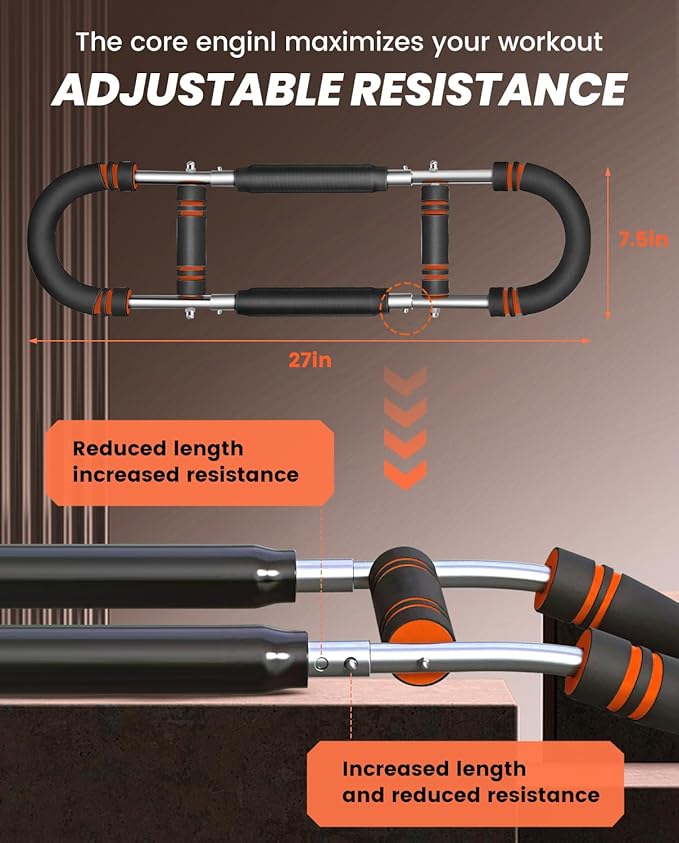 Saker Twister Arm Trainer, PowerTwist Arm Trainer, Adjustable Forearm Strengthener, Arm Exercise Equipment, Chest Workout Equipment, Portable Spring Resistance for Home Gym Equipment