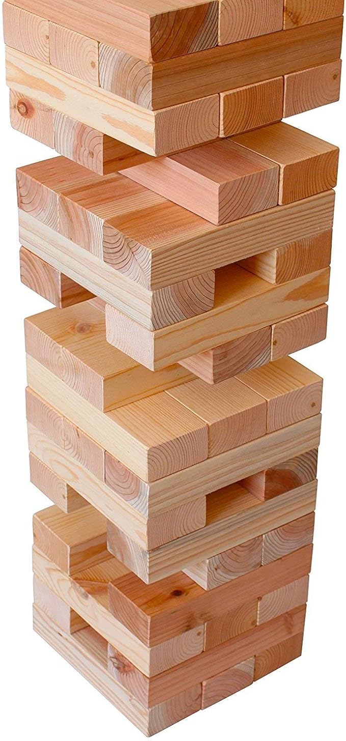 Oojami Giant Timbers Tower: Classic Outdoor Family Fun Stacking Game, 2 Feet Tall and can Grow to Over 5 Feet While Playing