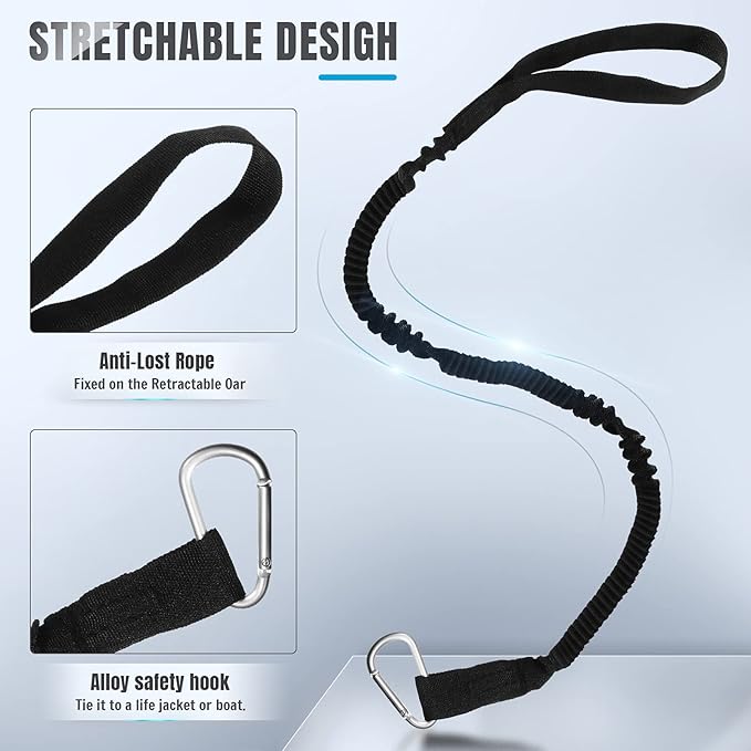 HESTYA 6 Pieces Kayak Paddle Leash Stretchable Paddle Rope Nylon Adjustable Kayak Coiled Rod Leash Lanyard Kayak Traction Rope for Kayak Canoe SUP Paddles Surfboard Fishing Poles Rods Accessories