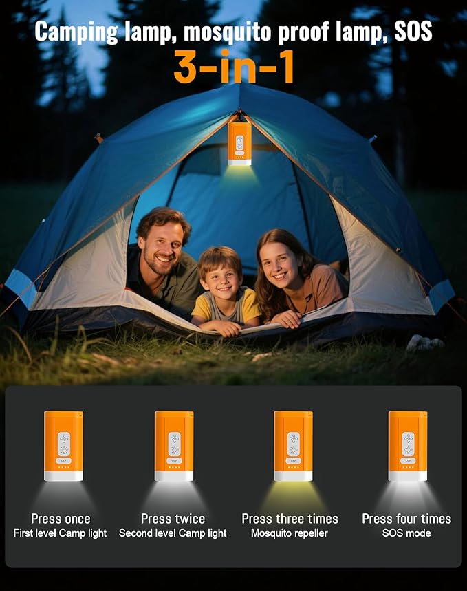 Electric Air Pump for Inflatables, 4kPa Rechargeable Portable Air Pump with Camping Light, Quickly Inflation Deflation for Camping, Travel, Pool Floats, Air Mattress, Vacuum Storage Bags