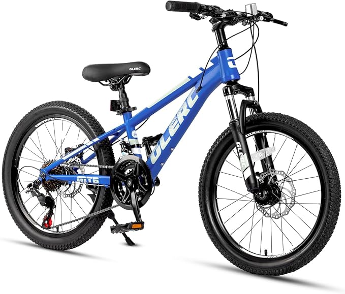 Glerc 20 24 Inch Kids Bike, Kids Mountain Bike for Boys and Girls Ages 6-14, 21-Speed Skyline Bicycle with Front Suspension and Disc Brakes, Multiple Colors