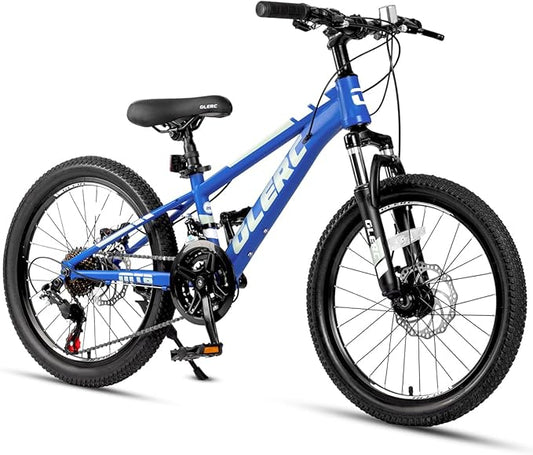 Glerc 20 24 Inch Kids Bike, Kids Mountain Bike for Boys and Girls Ages 6-14, 21-Speed Skyline Bicycle with Front Suspension and Disc Brakes, Multiple Colors