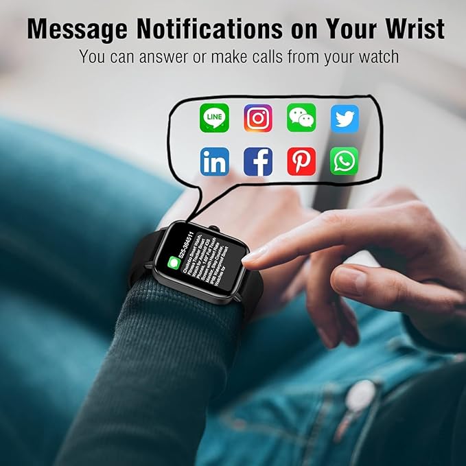 Smart Watch for Men Women (Answer/Make Call) - 1.9" Full Touch Screen Smartwatch iOS Android Compatible, Fitness Tracker Watch with Heart Rate Sleep Monitor, BP, SpO2, Step Counter (Classic Black)