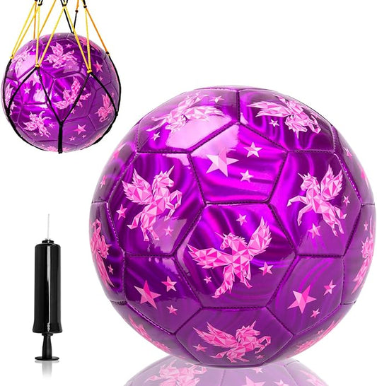U&C Planet Soccer Ball Size 2/3/4/5 for Toddler and Kids, 1 Pack 2 Pack Classic Cartoon Ball with Pump for Girls and Boys Age 1 and up, Indoor Outdoor Soccer Game Gift