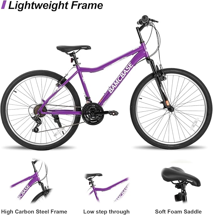 Hiland Adult 26 Inch Mountain Bike, Mens and Womens Bicycle with 21 Speed, High-Carbon Steel Frame Mountain Bicycle, Sport MTB for Men Women