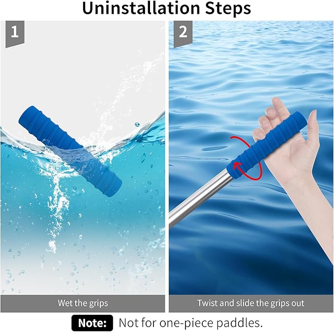 Kayak Paddle Grips, No-Slip Silicone Grips, Blister Prevention, Kayaking Accessories for Take-Apart Paddle (Diameter 1.18 Inches)