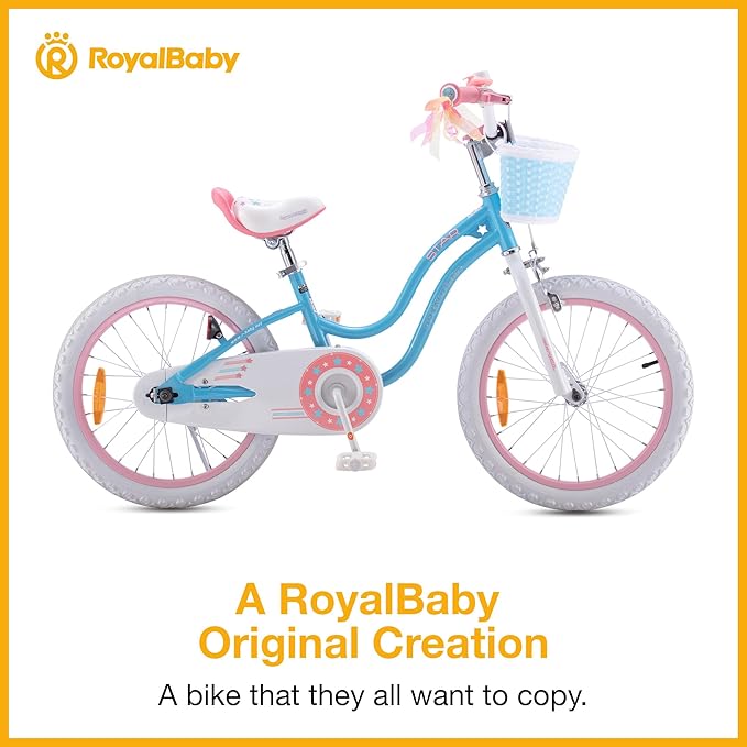 RoyalBaby Girls Bike EZ Bike Stargirl Training Free Balance to Pedal Easy Learning Bicycle, 12-20 Inch for Toddlers & Big Kids.