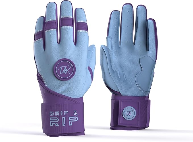 Drip & Rip Baller Series - Youth Batting Gloves + Adult Batting Gloves - for Softball and Baseball - Long Cuff Style for Men and Youth