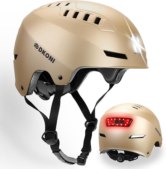 Bike Helmet with LED Lights Bicycle Helmets Commuter Cycling Helmet USB Rechargeable Front & Back LED Light Helmet for Adult Men Women