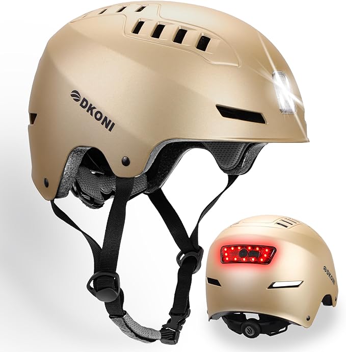 Bike Helmet with LED Lights Bicycle Helmets Commuter Cycling Helmet USB Rechargeable Front & Back LED Light Helmet for Adult Men Women