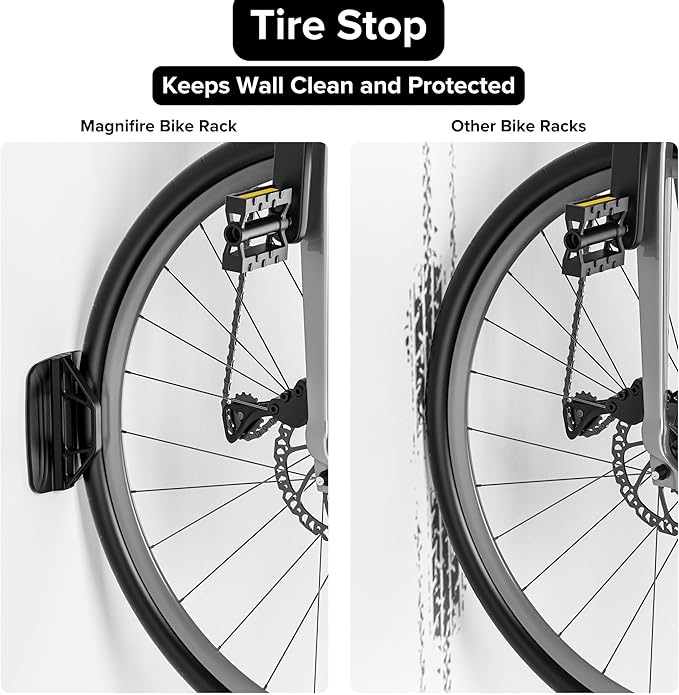 Bicycle Rack for Garage and Indoor Use, Adjustable, Foldable Bike Rack Set of 2 - Wall Mount for Road, Hybrid, Small Mountain, BMX Bikes - Secure and Space Saving Bike Storage (2 Pack)