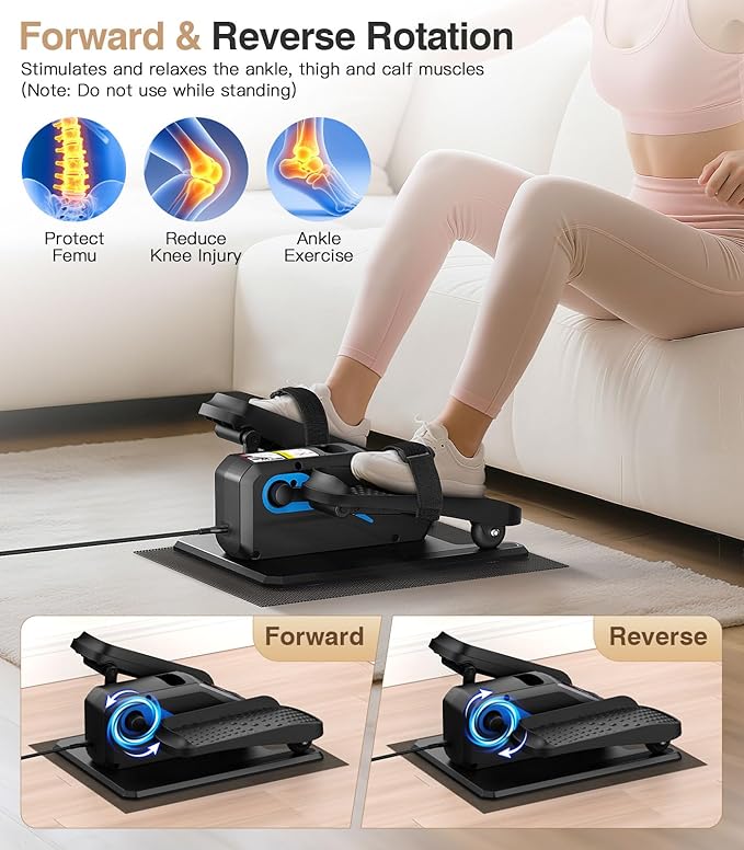 Under Desk Elliptical Machine,Ellipse Leg Exerciser Electric with Remoter,12 Manual Adjustable Speed and 3 Automatic Speed,Portable Seated Pedal Exerciser for Seniors,Adults,Home,Office, Black