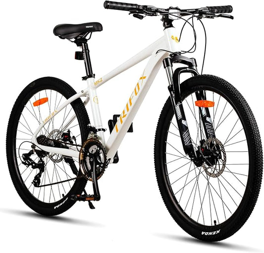 TRIFOX 26 Inch Aluminum Mountain Bike with Shimano 21 Speed,Aircraft-Grade Aluminum Frame,Front Suspension Fork,Dual Disc Brakes,15/17 Inch Internal Cable Routing Frame for Men Women Boys and Girls