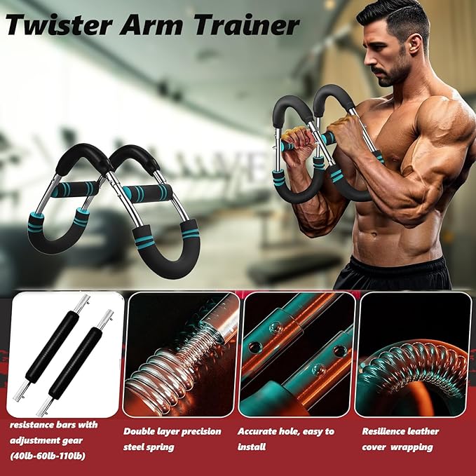 Twister Arm Trainer, Adjustable Resistance Twister Arm Exerciser Chest Exerciser for Men, Portable Chest Workout Equipment Arm Trainer for Men