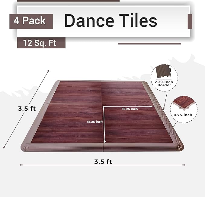 Dance Floor Tiles, Interlocking Dance Floor Tiles for Ballet, Tap, Jazz, and Irish Dance | Portable Dance Floor Tiles for Indoor Dance Flooring