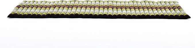 Leewadee - Foldable Floor Mattress - Japanese Roll Up Futon -Trifold Tatami Mat- Guest Floor Bed - Camping Mattress - Thai Massage Mat, Kapok Filled, 75 x 28 inches, Brown Green