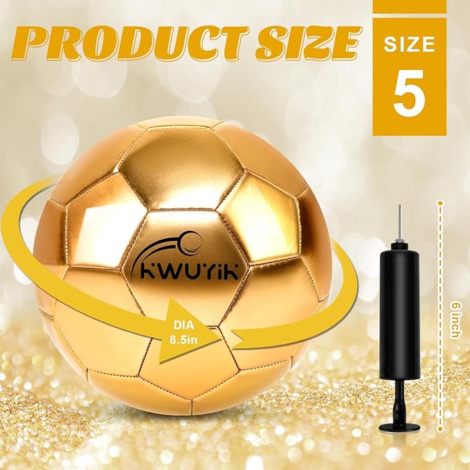 Size 3 4 5 Glitter Pink Gold Purple Soccer Ball Set with Pump Youth Soccer Ball for Kids Aged 4-6 6-8 8-12 Toddler Soccer Ball Soft Training Ball Practice for Teens Children Adults Boys Girls