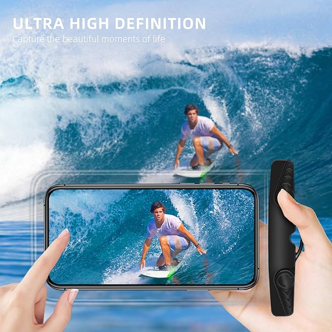 Waterproof Phone Pouch, New Lock Design Waterproof Phone case with Lanyard IPX8 Waterproof Dry Bag Universal Beach Cruise Essentials Black