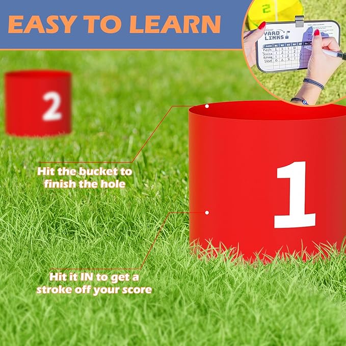 FOOING Golf Game LED with 2 Clubs, 9 Hole Practice Golf Backyard Game Set for Adults and Family Outdoor Indoor, Plastic Battle Yard Game with Balls and Flag for Lawn, Beach, Camping and Park