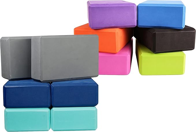 EXERZ Yoga Blocks 2 pack, Gym Blocks, Exercise Workout Fitness Bricks, Pilates Stretch Handstand Non-Slip