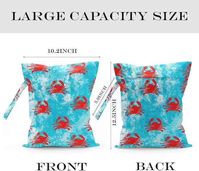 Wet Bag, Wet Dry Bag, Wet Bag for Swimsuit, Travel, Beach, Pool, Diapers, Dirty Yoga Gym Clothes, Makeup Bag, Waterproof Reusable Beach Bag Ocean Decor Starfish Sea Horse Anchor