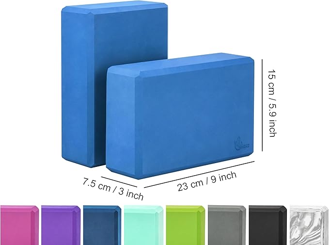 EXERZ Yoga Blocks 2 pack, Gym Blocks, Exercise Workout Fitness Bricks, Pilates Stretch Handstand Non-Slip