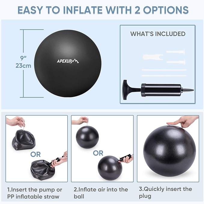 APEXUP Yoga & Pilates Ball - Anti Slip Heavy Duty Gym Ball for Fitness, Balance & Core Workout