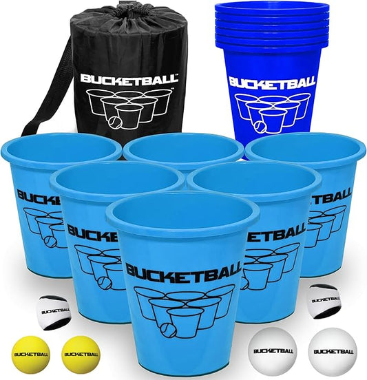 BucketBall | Team Color Edition | Combo Pack (Light Blue/Navy Blue): Original Yard Pong Game: Best Camping, Beach, Lawn, Outdoor, Family, Adult, Tailgate, Jumbo, Giant Game