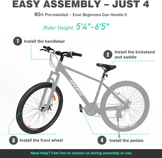 Men’s 27.5 Inch Mountain Bike, Adult Bike with 21-Speed Twist Shifters, Dual Disc Brakes, Front Suspension Hardtail, Easy Assembly