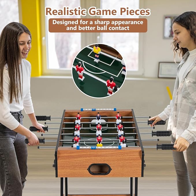Goplus Folding Foosball Table, 27” Wooden Soccer Game Table with 2 Footballs & Score Keepers, Indoor Outdoor Portable Football Game Set for Kids Adults, Arcades, Bars, Parties, Family Nights