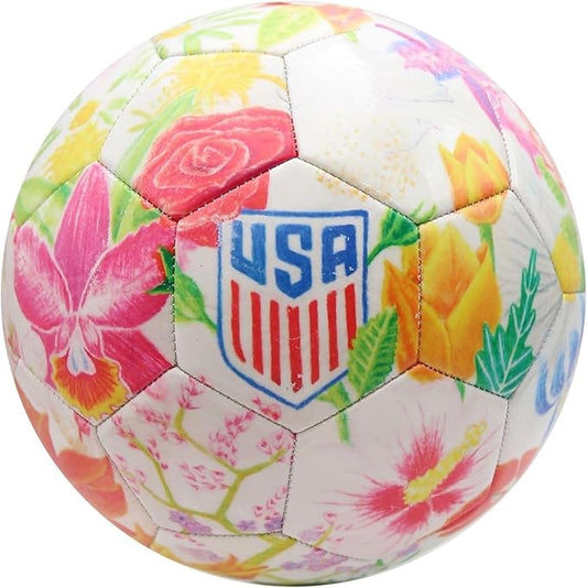 Icon Sports Officially Licensed U.S. Soccer Federation Size 5 Soccer Ball | Crayola & Fox Sport Collaberation Flower Ball by Elysa Garcia