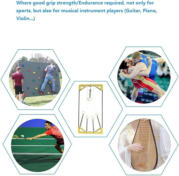 Finger Exerciser & Hand Strengthener Expert Grip Strength Training for Athletes, Musicians & Physical Therapy (Metal Blue + Yellow Cover)