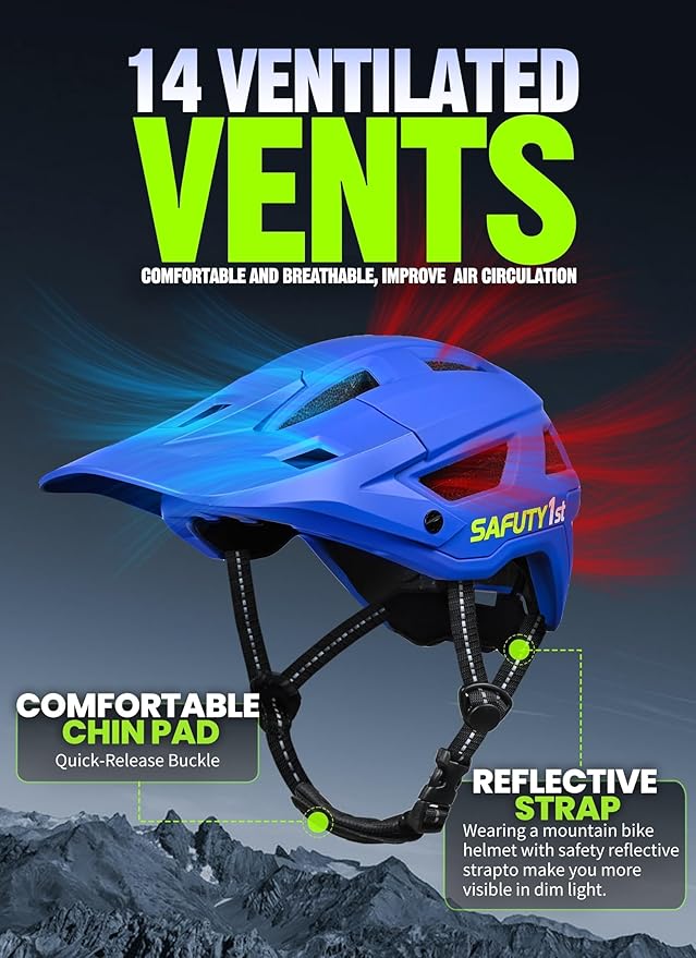 Mountain Bike Helmet for Adults & Youth Lightweight Impact-Resistant with Adjustable Dial & Removable Visor Unisex Helmet for Mountain Biking Bicycle Clcying