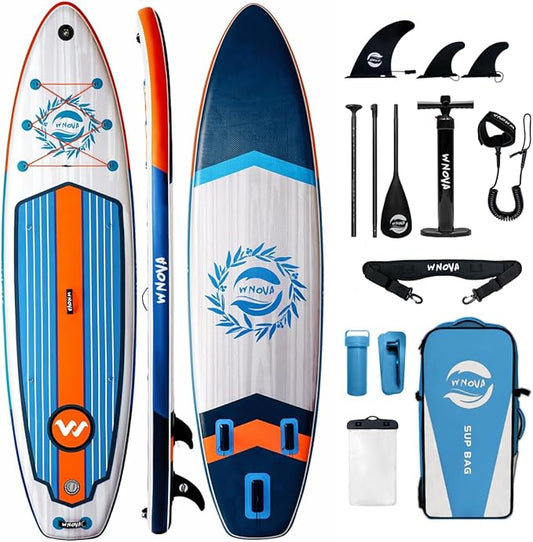 Extra Wide Inflatable Paddle Board, 11' x 34" x 6" Stand Up Paddle Board for Adults, SUP Accessories with Camera Mount, 2+1 Family for Lake, Ocean, Sea