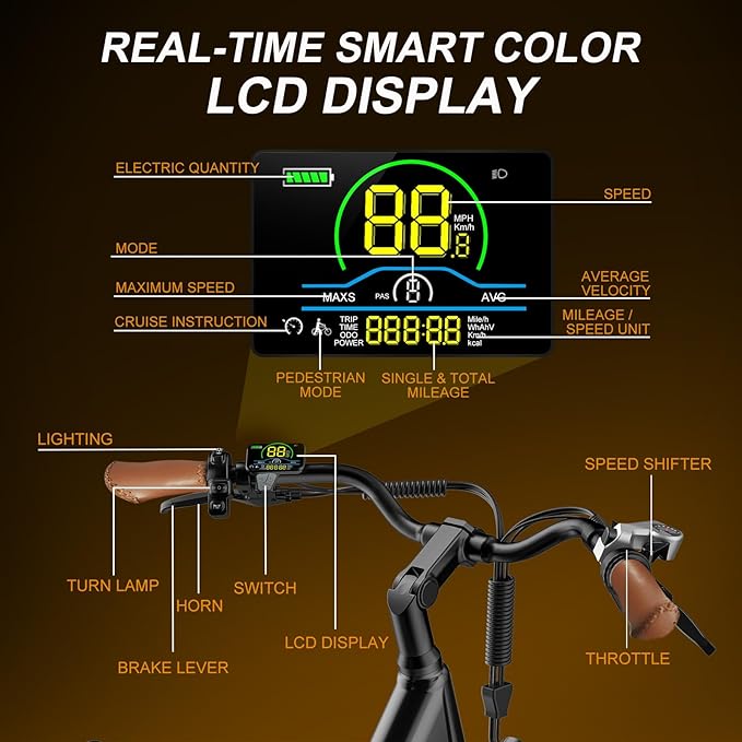 V80 Electric Bike, 1000W Motor 28MPH Ebike, 48V 13Ah Removeable Battery, 26'' City Cruiser Adult Electric Bicycles up to 70 Miles