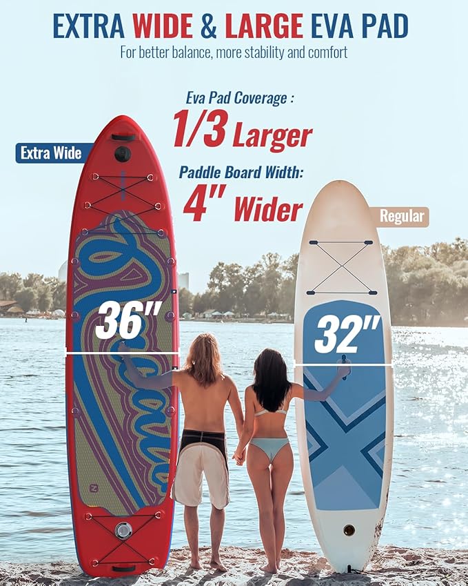 Inflatable Stand Up Paddle Board 12' with Kayak Seat & Dual Paddles – Premium SUP Board for Adults & Families Includes Kayak Conversion Kit, Pump, Leash & Accessories – Stable Wide Deck for Beginners