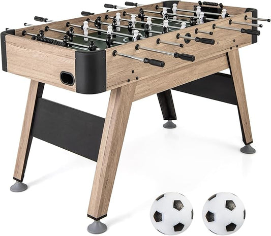 Giantex 54 Inch Foosball Table - Wood Football Table Competition Sized, Arcade Soccer Game Table with 2 Balls, Full Size Foosball Table Adult Size for Kids Teens, Home, Game Room, Oak