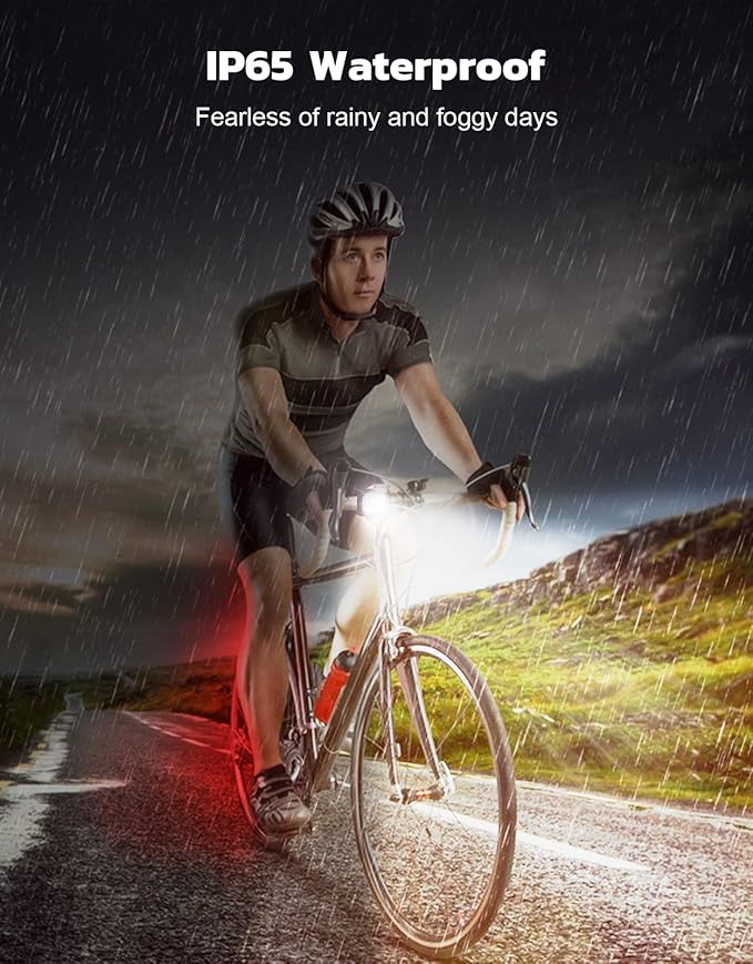Bike Lights for Night Riding, USB Rechargeable Bike Lights Front and Back, Waterproof IP65 Bicycle Light, 4+6 Modes Bike Headlight and Tail Light Set,1.5 Hrs Fast Charging, Easy to Install