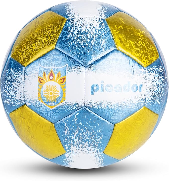 Size 4 Soccer Balls, Laser Leather Soccer Ball for Sport Training & Match Play - Vibrant Soccer Balls Gift Set with Pump for Kids and Youth