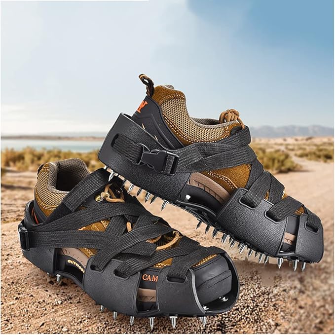 Spiked Shoes for Resinous Coatings, Epoxy Floor, Overlays, Cover Installation, Spiked Screeding Sanda,Ice Crampons, Black