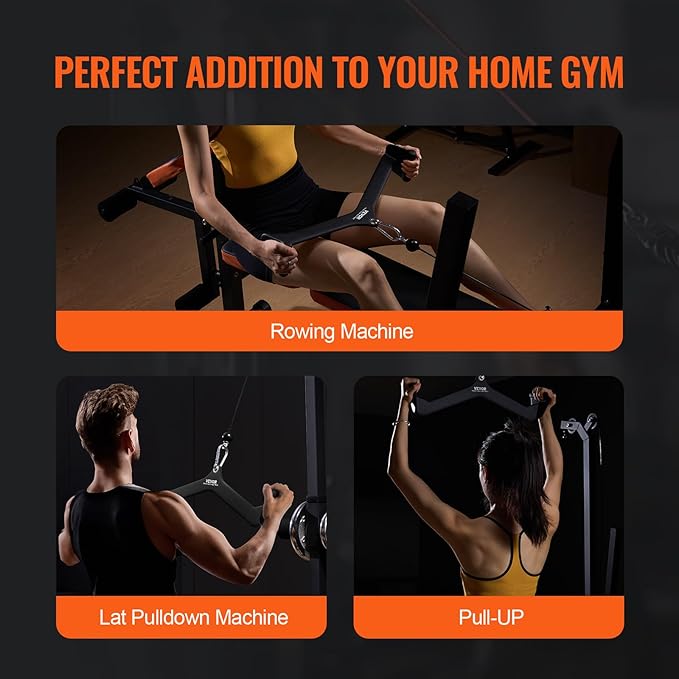 VEVOR LAT Pulldown Attachments, Cable Machine Rowing T-bar V-bar Tricep Pull Down Bar, Back Strength Training Rubber Coated Handle Grip, Bicep Curl Tricep LAT Pulldown Bar for Home Gym Fitness