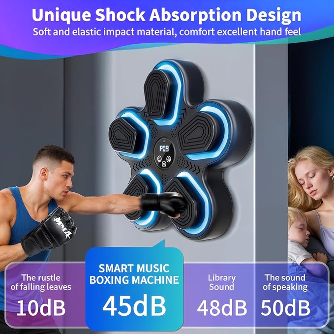 Music Boxing Machine, Bluetooth Smart Boxing Machine Adult and Children's Wall Target Punching Training, Reflex Punch Boxing Machine Boxing Training Equipment for Home, Office and Gym