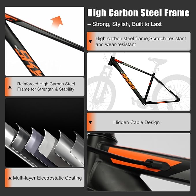 Men’s 27.5 Inch Mountain Bike, Adult Bike with 21-Speed Twist Shifters, Dual Disc Brakes, Front Suspension Hardtail, Easy Assembly