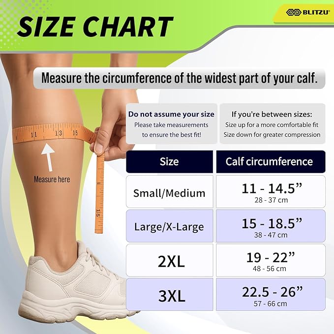 BLITZU Calf Compression Sleeve for Men & Women Footless Compression Socks Support Runners Leg Sleeve Shin Splints Pain Relief