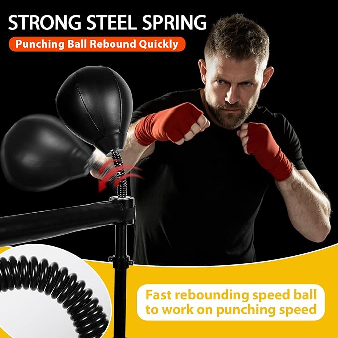 INNOLIFE Boxing Bar, Height Adjustable Boxing Spinning Bar, Boxing Bar with Punching Bag, Boxing Equipment for Teens Adults, Black