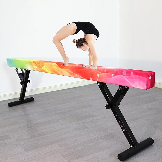 Adjustable Balance Beam Gymnastics Beam 8 FT Adjustable Height Beams for Kids, High and Low Floor Beams,Gymnastics Equipment for Kids Adults Training at Home and Gym Center