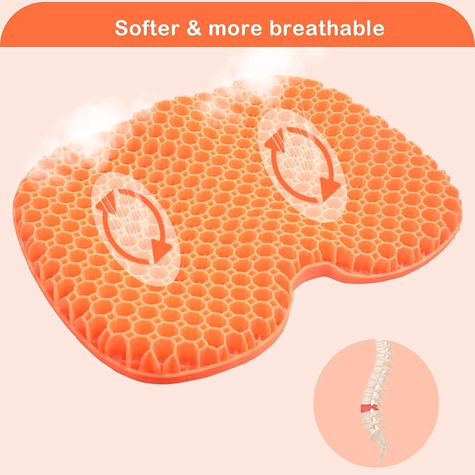 Orange Anti Slip Kayak Seat Cushion Waterproof Gel Boat Canoe Rowing Stadium Pad for Sit in Kayak Chair for Fishing Kayak Pedal Kayak Equipment